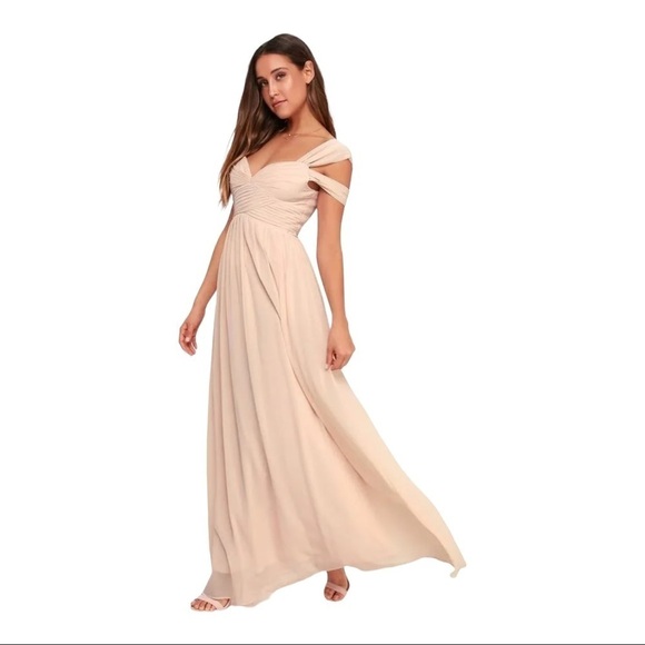 LULU'S Make Me Move Maxi Dress Blush Pink Medium Bridesmaid Wedding - Picture 5 of 13
